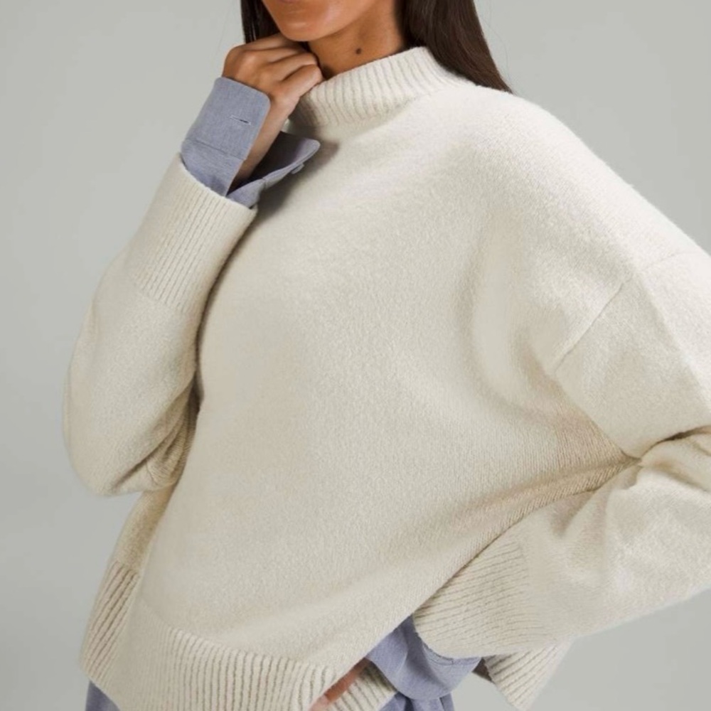 Lululemon Brushed Cotton Merino Blend Cream Sweater